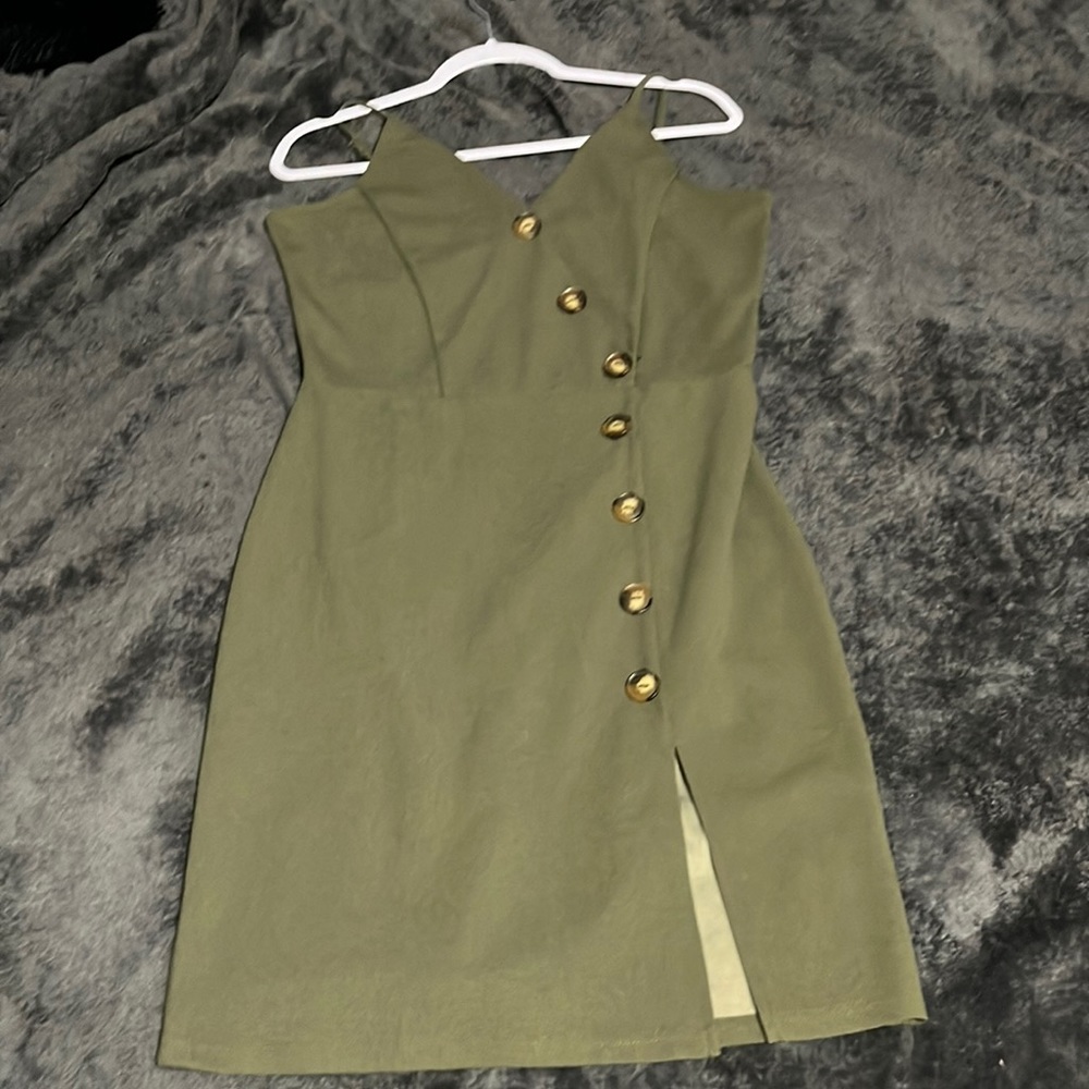 large dark green knee length dress